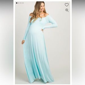 Light Blue Off the Shoulder Maternity Maxi Dress